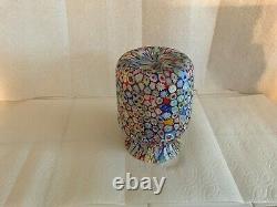 Vintage Murano Glass Vase Millefiori by golden crown E&R Italy 7 Tall 41/4wide