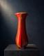Vintage Murano Glass Vase Red Orange Black Striped Incamiciato Cased 11