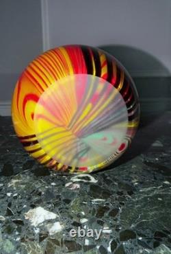 Vintage Murano Glass Vase Red Orange Black Striped Incamiciato Cased 11 Vintage Murano Glass Vase Red Orange Black Striped Incamiciato Cased 11