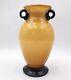 Vintage Murano Glass Vase VeniniI Yellow With Black Handles & Base MCM 11'