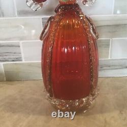 Vintage Murano Glass Venetian Lady holding Flower Red Dress Aventurine FORMIA