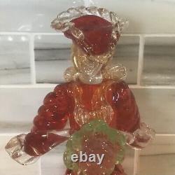 Vintage Murano Glass Venetian Lady holding Flower Red Dress Aventurine FORMIA