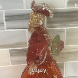 Vintage Murano Glass Venetian Lady holding Flower Red Dress Aventurine FORMIA