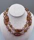 Vintage Murano Glass Venetian Lampwork amber colored Tube Beads Necklace 24 lon