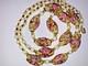 Vintage Murano Glass Wedding Cake Necklace Pink & Cream Roses Hand-painted Bead
