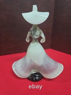 Vintage Murano Glass White Lady Figurine 12.5 In
