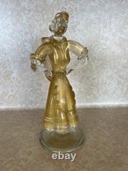 Vintage Murano Glass Woman Figurine Clear Gold Dust Swirl 11 Tall (172 ME)