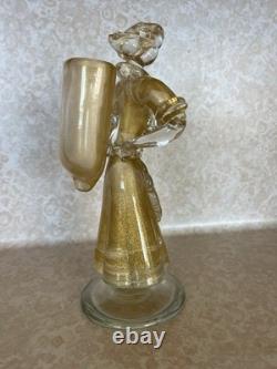 Vintage Murano Glass Woman Figurine Clear Gold Dust Swirl 11 Tall (172 ME)