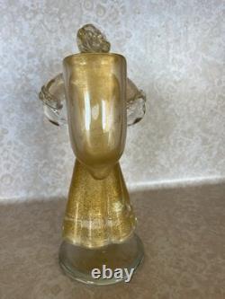 Vintage Murano Glass Woman Figurine Clear Gold Dust Swirl 11 Tall (172 ME)