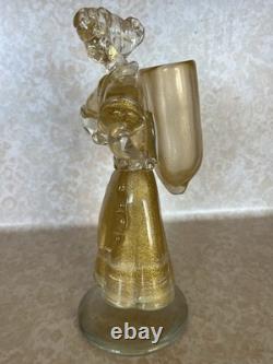 Vintage Murano Glass Woman Figurine Clear Gold Dust Swirl 11 Tall (172 ME)