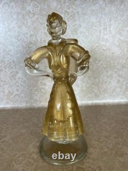 Vintage Murano Glass Woman Figurine Clear Gold Dust Swirl 11 Tall (172 ME)