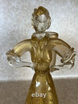 Vintage Murano Glass Woman Figurine Clear Gold Dust Swirl 11 Tall (172 ME)