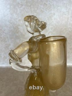 Vintage Murano Glass Woman Figurine Clear Gold Dust Swirl 11 Tall (172 ME)