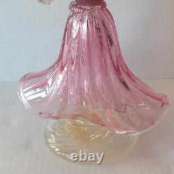 Vintage Murano Glass Woman holding Hay with Pink Dress Aventurine and Label