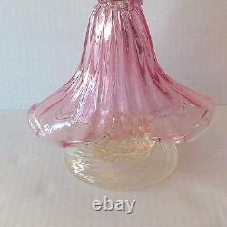 Vintage Murano Glass Woman holding Hay with Pink Dress Aventurine and Label