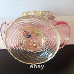 Vintage Murano Glass Woman holding Hay with Pink Dress Aventurine and Label