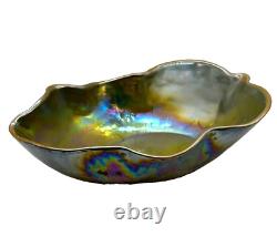 Vintage Murano Glass Yalos Casa Lusterware Iridescent Centerpiece Art Glass Bowl