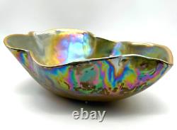 Vintage Murano Glass Yalos Casa Lusterware Iridescent Centerpiece Art Glass Bowl