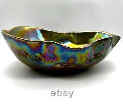 Vintage Murano Glass Yalos Casa Lusterware Iridescent Centerpiece Art Glass Bowl