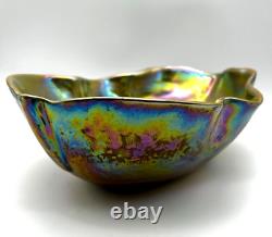 Vintage Murano Glass Yalos Casa Lusterware Iridescent Centerpiece Art Glass Bowl