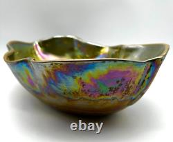 Vintage Murano Glass Yalos Casa Lusterware Iridescent Centerpiece Art Glass Bowl