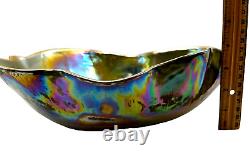 Vintage Murano Glass Yalos Casa Lusterware Iridescent Centerpiece Art Glass Bowl