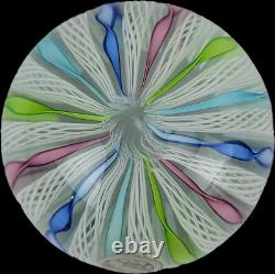 Vintage Murano Glass Zanfrico Latticino Ribbon Swirl Paperweight Mint