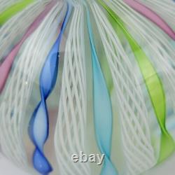 Vintage Murano Glass Zanfrico Latticino Ribbon Swirl Paperweight Mint