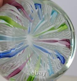 Vintage Murano Glass Zanfrico Latticino Ribbon Swirl Paperweight Mint