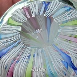 Vintage Murano Glass Zanfrico Latticino Ribbon Swirl Paperweight Mint