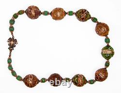 Vintage Murano Glass and Ancient Green D'Jenne Islamic Period Nila Beads Necklac