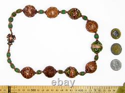 Vintage Murano Glass and Ancient Green D'Jenne Islamic Period Nila Beads Necklac