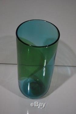 Vintage Murano Glass by Tapio Wirkkala for Venini Blue and Green Vase Signed