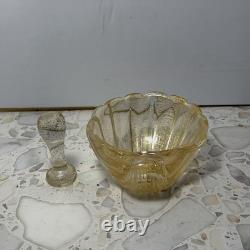 Vintage Murano Gold Aventurine Glass Shell Bowl & Pestle Italy Art Glass Vintage Murano Gold Aventurine Glass Shell Bowl & Pestle Italy Art Glass