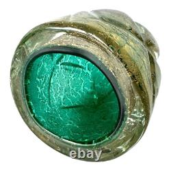 Vintage Murano Gold Leaf Green Glass Decorative Pocket Vase Attr. To Seguso