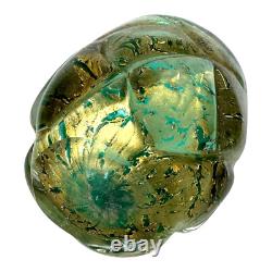 Vintage Murano Gold Leaf Green Glass Decorative Pocket Vase Attr. To Seguso