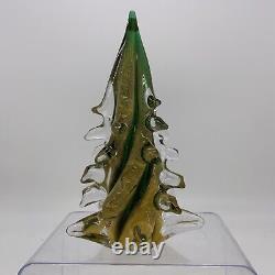 Vintage Murano Green Gold Clear Glass Christmas Tree Signed F. Ragazzi Excellent