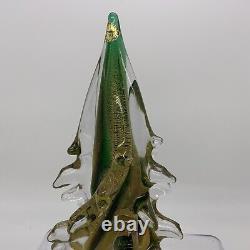 Vintage Murano Green Gold Clear Glass Christmas Tree Signed F. Ragazzi Excellent