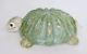 Vintage Murano Green & Gold Flake Ribbed Glass 7 1/2 Turtle Figurine