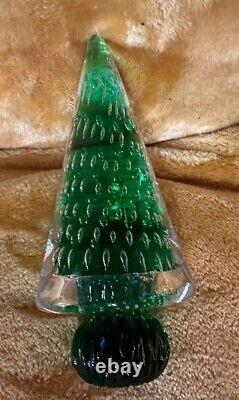 Vintage Murano Green Tree With Controlled Bubbles Submerged IN Murano Glass