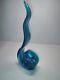 Vintage Murano Green and Blue Swirl Art Glass with Unique Pattern