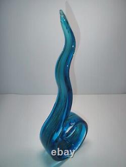 Vintage Murano Green and Blue Swirl Art Glass with Unique Pattern