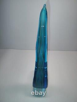 Vintage Murano Green and Blue Swirl Art Glass with Unique Pattern