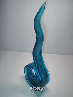 Vintage Murano Green and Blue Swirl Art Glass with Unique Pattern