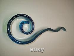 Vintage Murano Green and Blue Swirl Art Glass with Unique Pattern