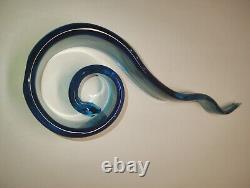 Vintage Murano Green and Blue Swirl Art Glass with Unique Pattern