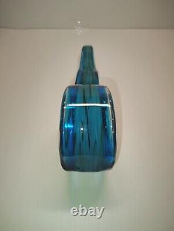 Vintage Murano Green and Blue Swirl Art Glass with Unique Pattern