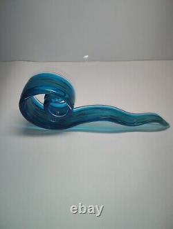 Vintage Murano Green and Blue Swirl Art Glass with Unique Pattern