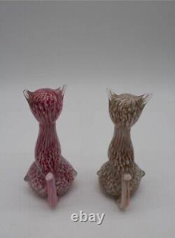 Vintage Murano Hand Blown Art Glass Cat Figurines