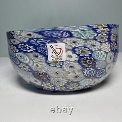 Vintage Murano Hand Blown Art Glass Dish Bowl Millefiori La Fornasotta Italy